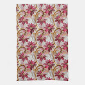 Goldene Wirbel Burgundy Pink Weihnachten Poinsetti Geschirrtuch (Vertikal)