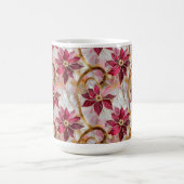 Goldene Wirbel Burgundy Pink Weihnachten Poinsetti Kaffeetasse (Mittel)