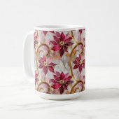 Goldene Wirbel Burgundy Pink Weihnachten Poinsetti Kaffeetasse (Vorderseite Links)