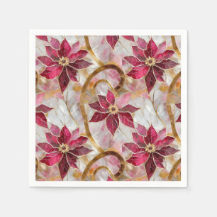 Goldene Wirbel Burgundy Pink Weihnachten Poinsetti Serviette