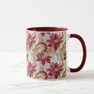 Goldene Wirbel Burgundy Pink Weihnachten Poinsetti Tasse