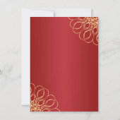 Goldene Wirbel im dunkelroten Party zur Altersvors Einladung (Rückseite)