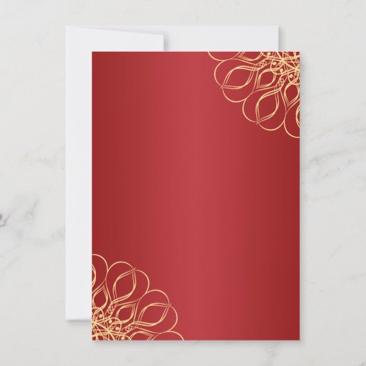 Goldene Wirbel im dunkelroten Party zur Altersvors Einladung (Rückseite)