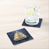 Goldene Wirbel Moderner Weihnachtsbaum Rechteckiger Pappuntersetzer (Vor Ort)