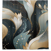 Goldene Wirbel und aufwändige Muster Dusche Curtai Duschvorhang (Vorderseite)