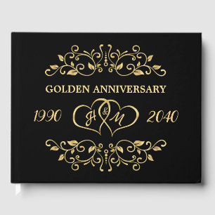 Goldene Wirbel zum 50. Jahrestag der Hochzeit Gästebuch