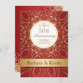 Goldene Wirbel zum 50. Jahrestag Einladung (Vorne/Hinten)