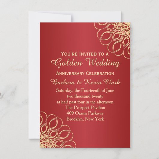 Goldene Wirbel zum 50. Jahrestag Einladung (Rückseite)