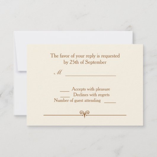 Goldene Wirkung Konfetti auf Creme UAWG RSVP Karte (Rückseite)