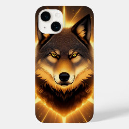 Goldene Wolf-Illustration im strahlenden Licht Case-Mate iPhone 14 Hülle