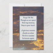 Goldene Wolken Sonnenuntergang Foto in Love Memory Einladung (Rückseite)