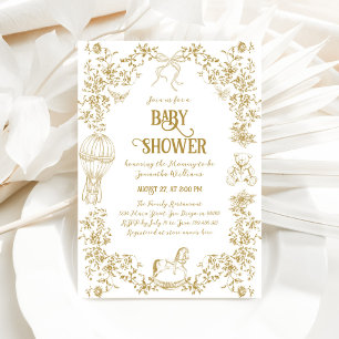 Goldene wunderliche Blumen-Baby-Party Einladung
