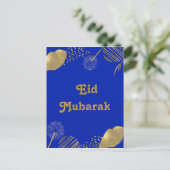 Goldene Wünsche: Eid Mubarak Blue and Gold 2024 Ca Postkarte (Stehend Vorderseite)