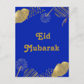 Goldene Wünsche: Eid Mubarak Blue and Gold 2024 Ca Postkarte (Vorderseite)