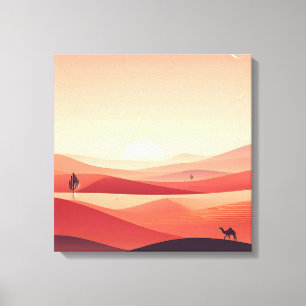 Goldene Wüstenwandkunst – Minimalistische Sanddüne Leinwanddruck