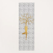 Goldene Yoga-Pose Silhouette mit Baum Yogamatte (Vorderseite)