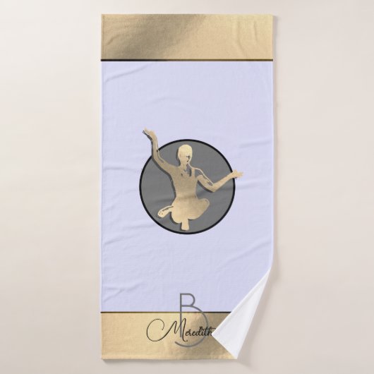 Goldene Yogi-Silhouette Badehandtuch (Badehandtuch)