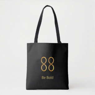Goldene Zahl 88 auf Schwarz Tasche