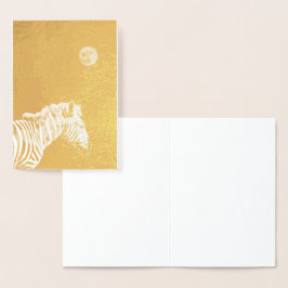 Goldene Zebra mit dem Mond Folienkarte