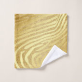 Goldene Zebra-Skin-Streifen auf Gold-Glitzer Badhandtuch Set (Waschlappen)
