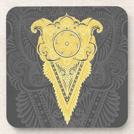 Goldene Zierflame Getränkeuntersetzer (Vorderseite)