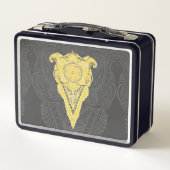 Goldene Zierflame Metall Lunch Box (Rückseite)