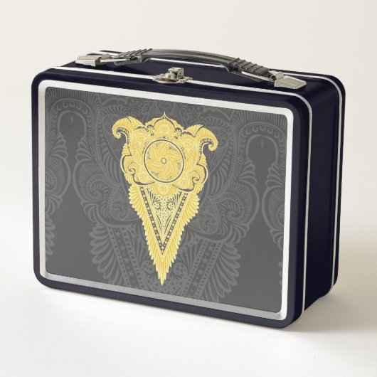Goldene Zierflame Metall Lunch Box (Vorderseite)