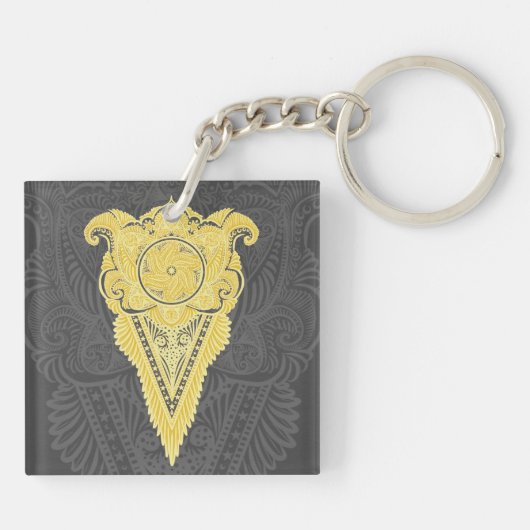 Goldene Zierflame Schlüsselanhänger (Rückseite)