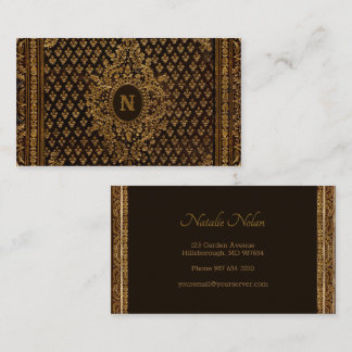 Goldene Ziergeschäftskarte mit Ihrem Monogramm Visitenkarte