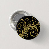 Goldene Zierkalligraphie Geblüht Button (Vorne & Hinten)