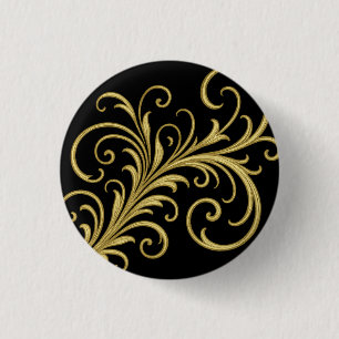 Goldene Zierkalligraphie Geblüht Button