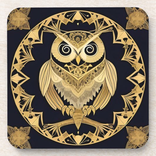 Goldene Zierschale mit dekorativem Design Getränkeuntersetzer (Vorderseite)