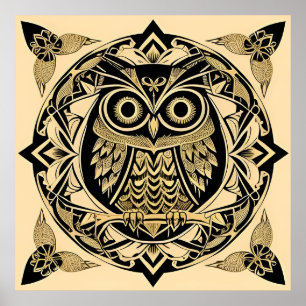 Goldene Zierschale mit dekorativem Design Poster