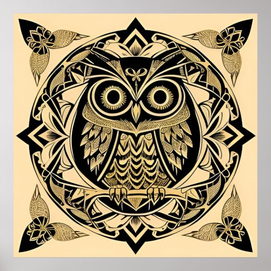 Goldene Zierschale mit dekorativem Design Poster (Vorne)