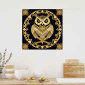 Goldene Zierschale mit dekorativem Design Poster (Küche)
