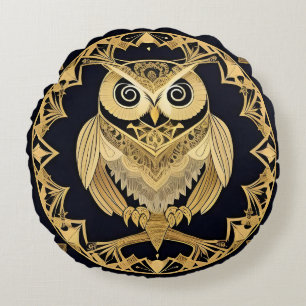 Goldene Zierschale mit dekorativem Design Rundes Kissen