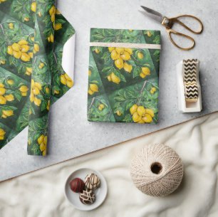 Goldene Zitronen an einem Wintertag von Alfred Fox Geschenkpapier