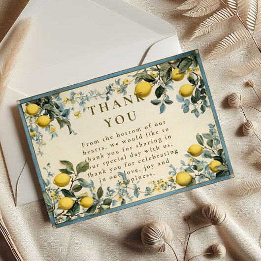 Goldene Zitrusblüten-Hochzeit Dankeskarte