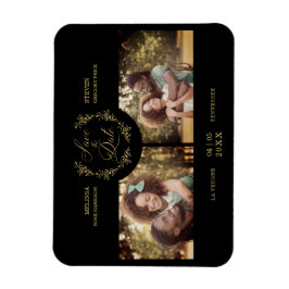 Goldene Zweige Elegante 2 individuelle Fotos Hochz Magnet