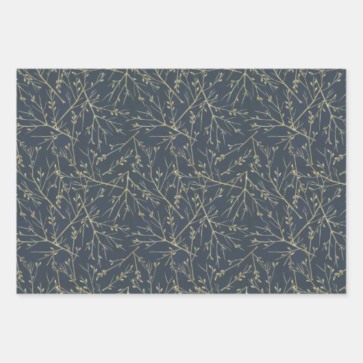 Goldene Zweige Geschenkpapier Set (Vorderseite)