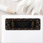 Goldene Zweigniederlassung von Christmas Black Flo<br><div class="desc">Farbige Weihnachtshintergründe gerahmt mit einer koordinierenden Farbe und einem goldenen Element mit Namen und Anschrift</div>