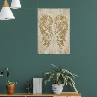 Goldene Zwilling Engel Flügel Heilige Kunst Spirit Poster