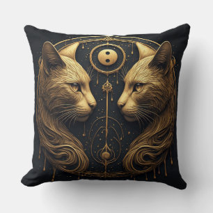 Goldene Zwillingskatze Yin Yang Skulptur Kissen