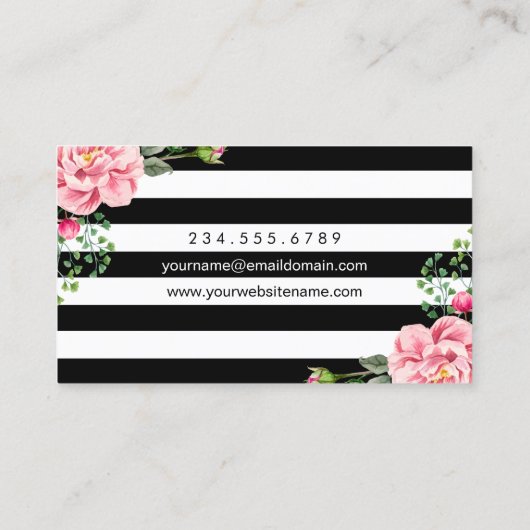 Goldenen Lippen Schwarz-weiße Streifen Makeup Küns Visitenkarte (Rückseite)