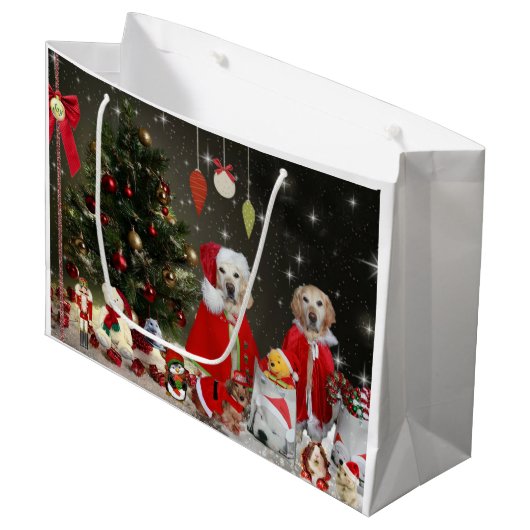 Goldenen Retrievers u. Dackel in Große Geschenktüte (Vorderseite Schrägansicht)