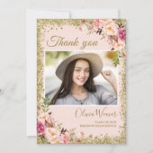 Goldenen Rosa Foto Abschluss Vielen Dank Einladung (Vorderseite)