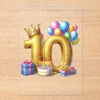 Goldener 10. Geburtstag Acryleinladungen