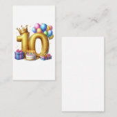 Goldener 10. Geburtstag Begleitkarte (Vorne/Hinten)
