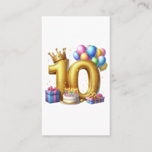 Goldener 10. Geburtstag Begleitkarte (Vorderseite)