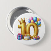 Goldener 10. Geburtstag Button (Vorne & Hinten)